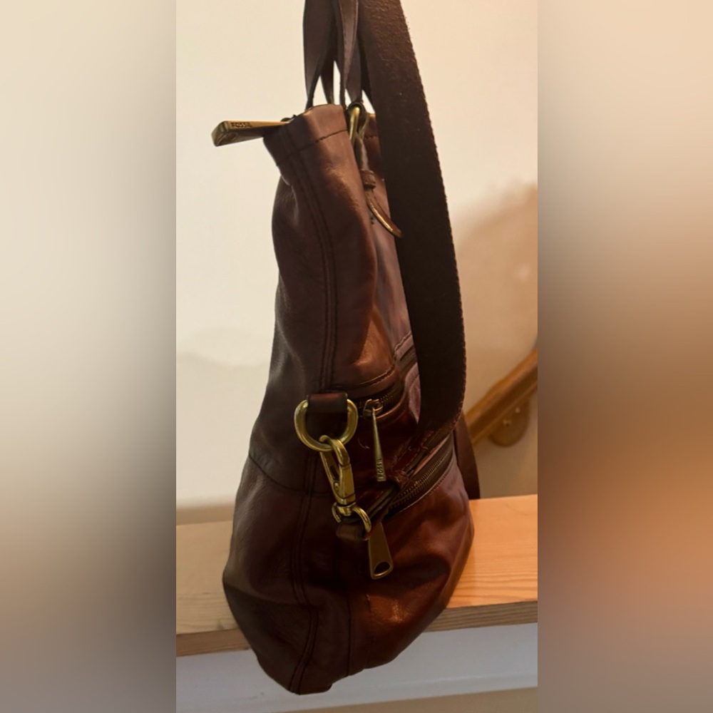 Fossil Brown Leather Crossbody Bag - Picture 5 of 14